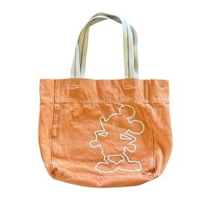 Vintage Disney Mickey Mouse Embroidered Canvas Tote Bag Disneyland Resort